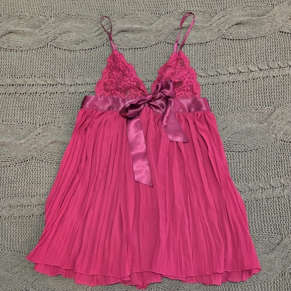 Victoria's Secret Lingerie Top Nightgown Sheer Baby Doll Flowy Satin Bow